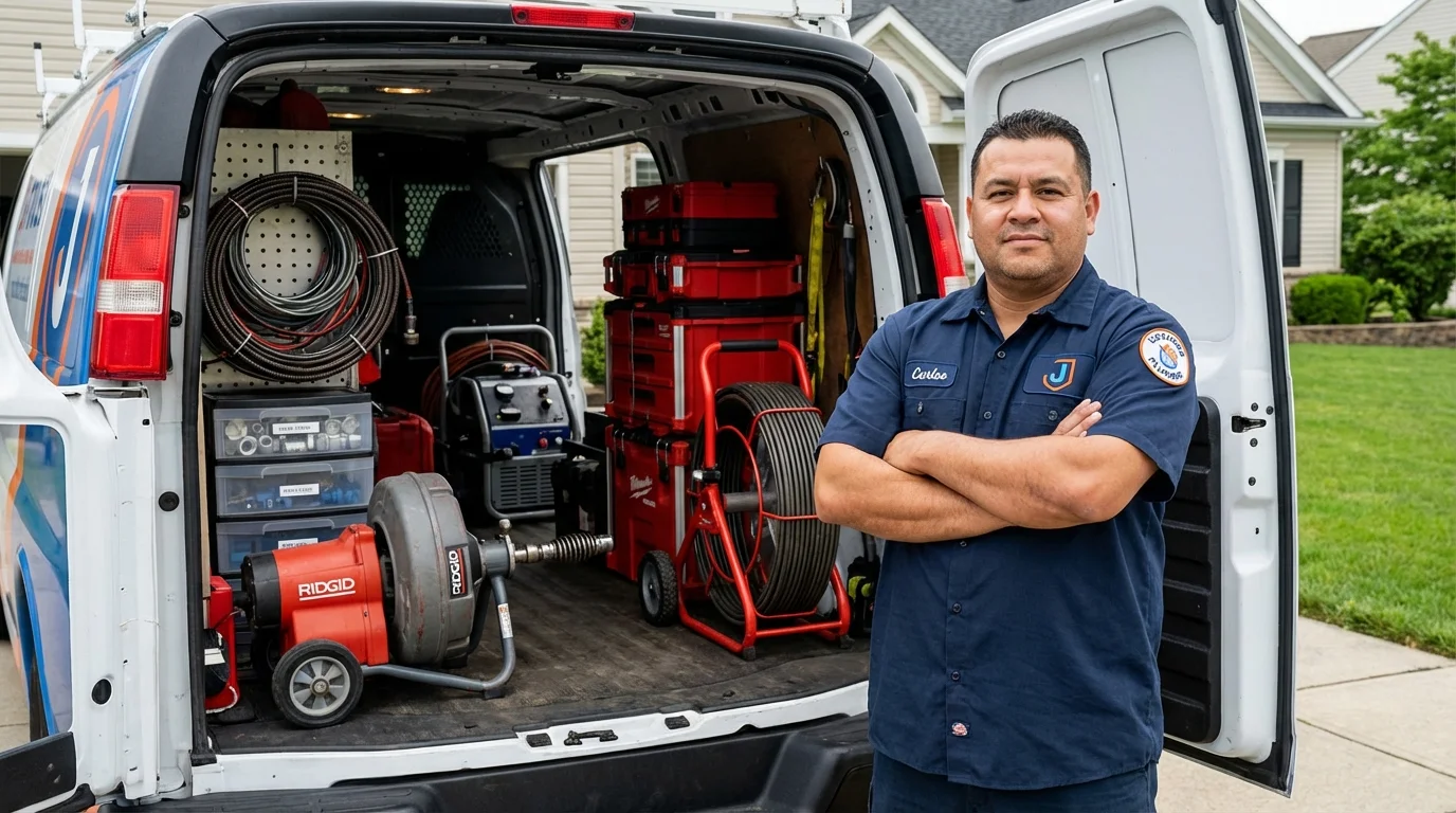 Professional drain cleaning equipment and Johns Plumbing LLC plumber in Kechi