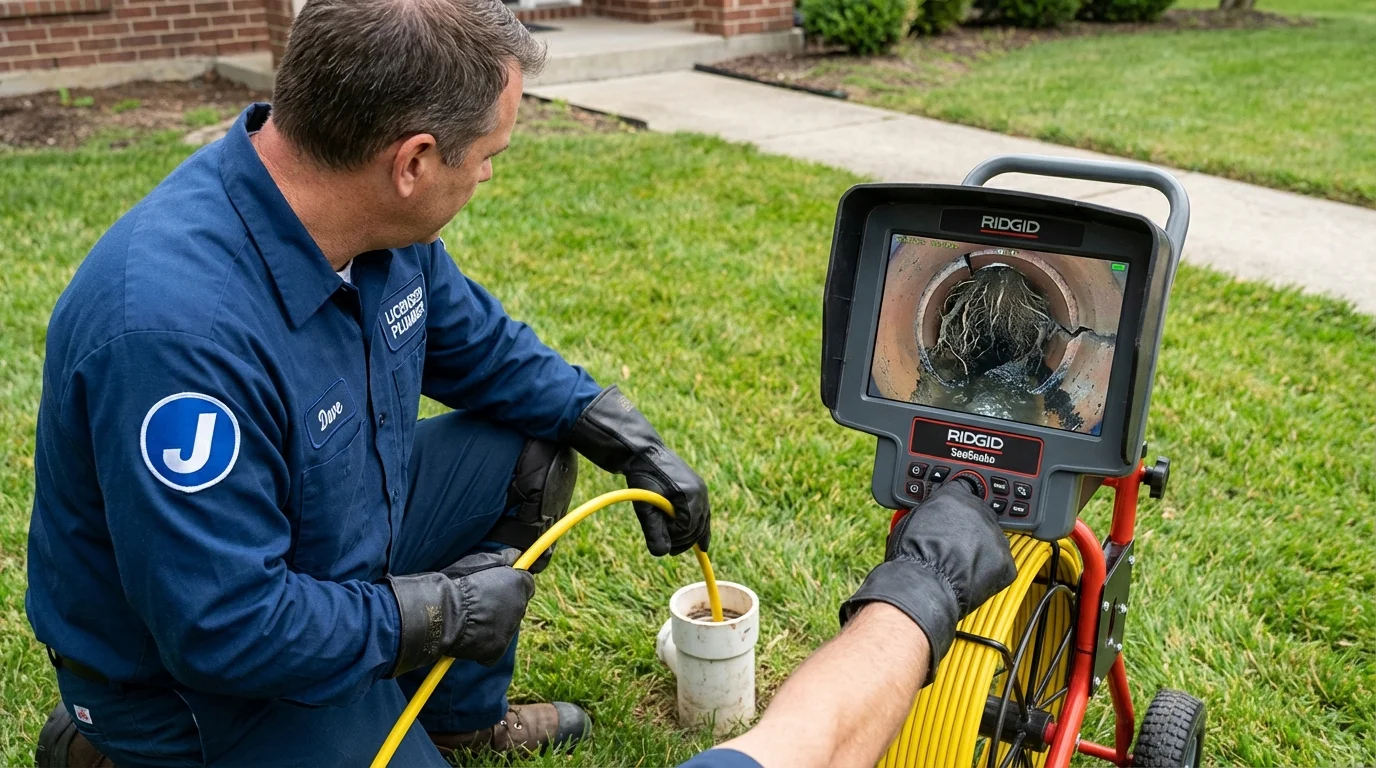 Sewer camera inspection being performed by Johns Plumbing LLC in Kechi